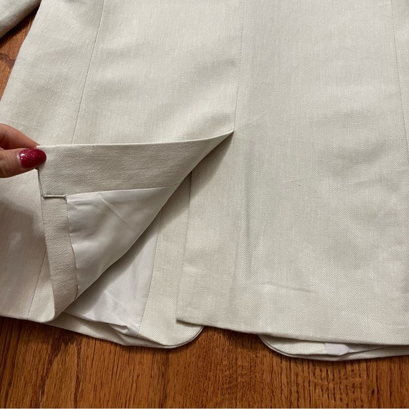 NWT LOFT neutral cotton linen blend single button blazer size 00 P petite - Picture 9 of 13